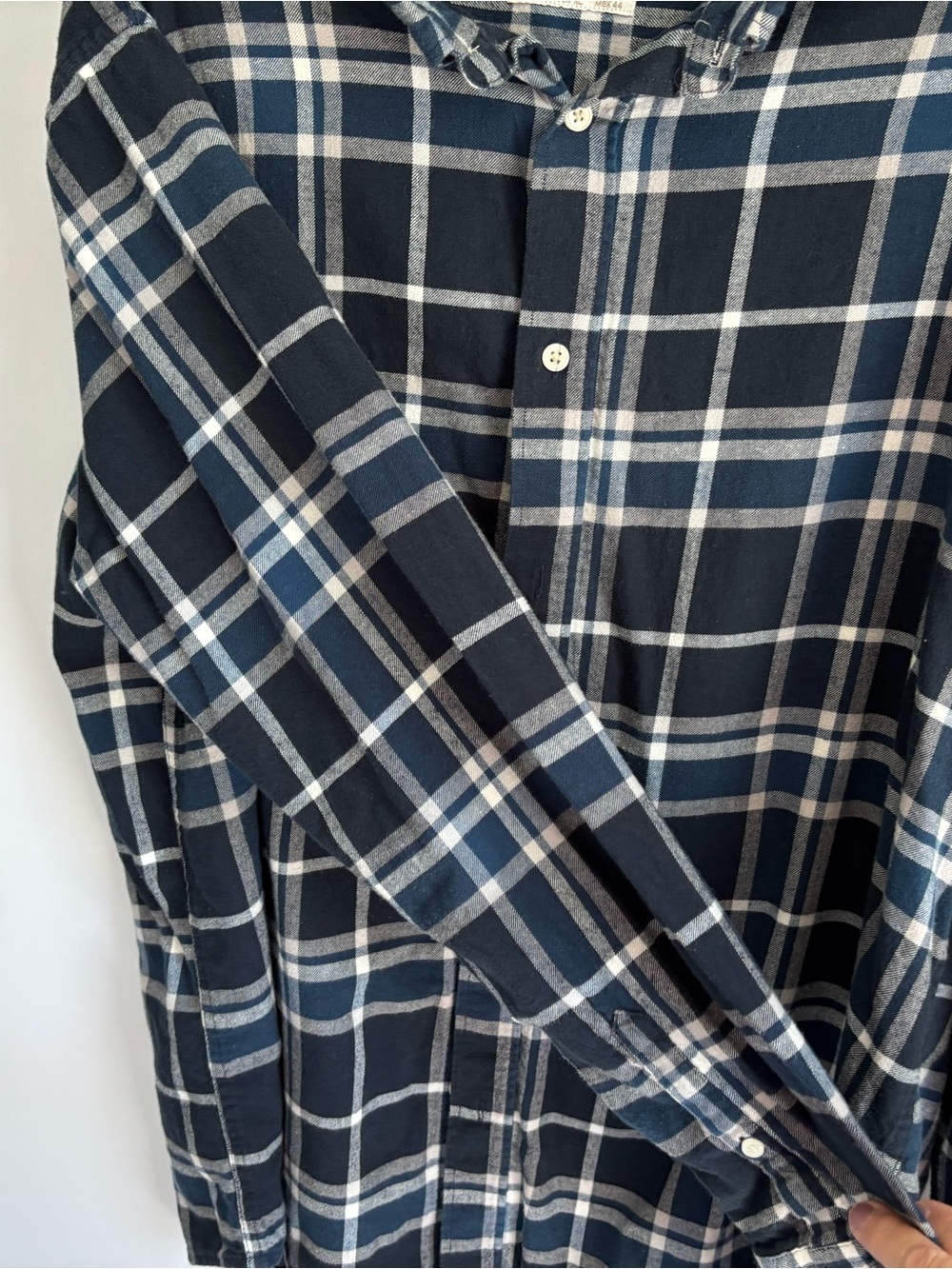 Men's Navy Plaid Casual Button-Down Shirt